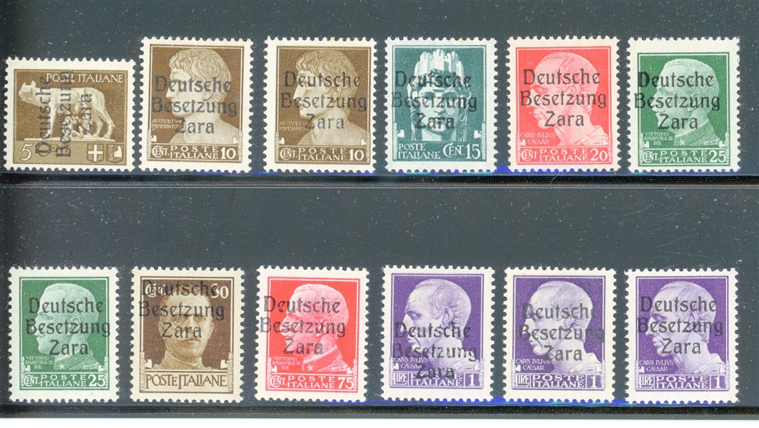 German Occupation of Italy Zara Overprinted MH Small Grouping (Est $75-100)