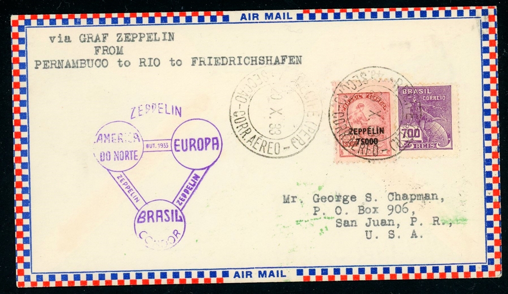 Brazil Flown Zeppelin Cover and Card Accumulation (Est $325-425)