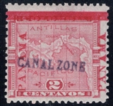 Canal Zone Scott 1 MH Fine, "PANAMA" 15mm Long Reading Up (SCV $700)