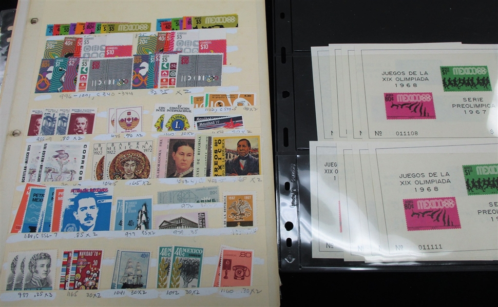 Mexico Group of MNH Stamps, Sets, and Souvenir Sheets (Owner's SCV $420)