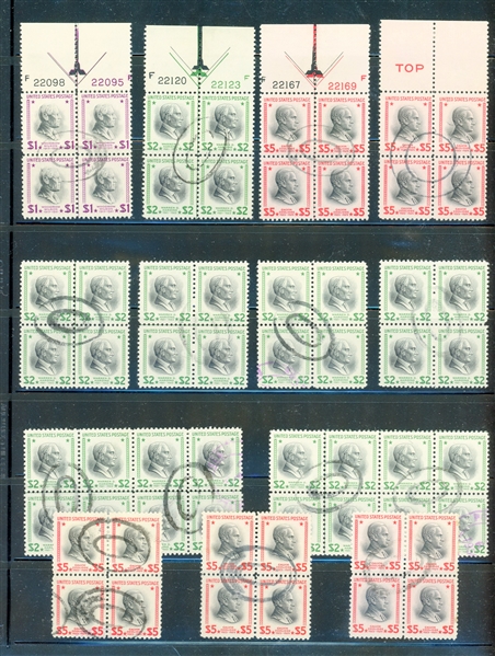 USA Scott 832-834 Group of Used High Value Blocks (Est $100-150)
