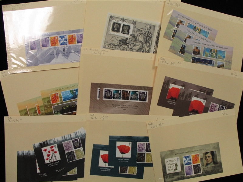 Great Britain Group on Modern Mint Strips and Souvenir Sheets (Est $250-350) 
