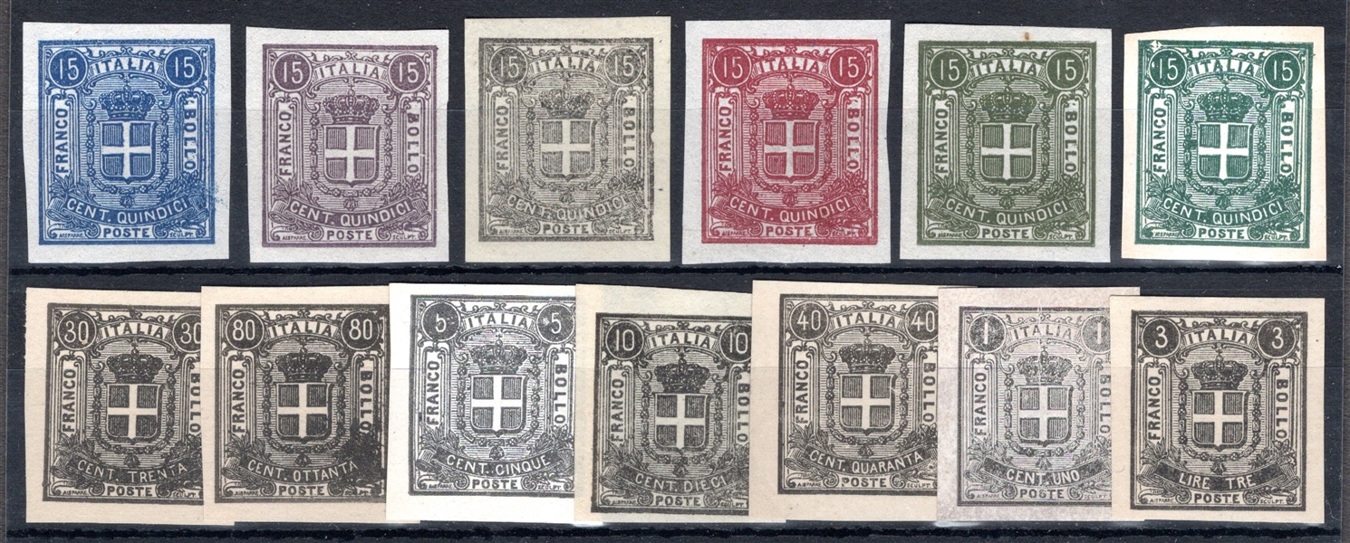 Italy Sparre Essays, 13 Different, 1862 Issue (Est $200-300)