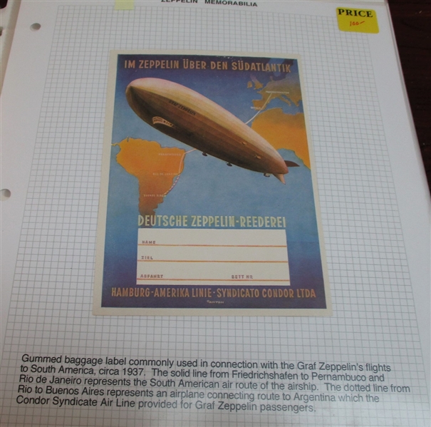 Graf Zeppelin Memorabilia Collection - Many Interesting Items (Est $1500-2000)