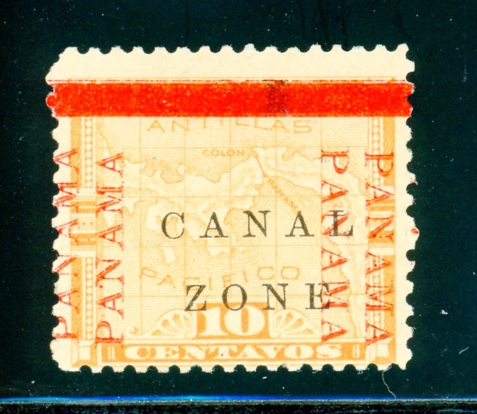 Canal Zone Scott 13c Mint Fine, PANAMA Double Overprint with 2020 Crowe Certificate (SCV $650)