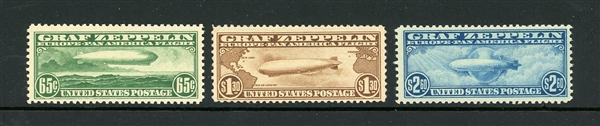 USA Scott C13-C15 Zeppelins Unused, Fine (SCV $1060)