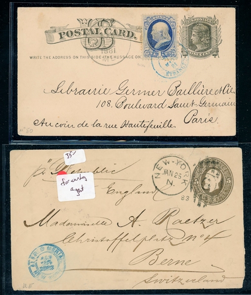 USA 19th Century Foreign Destination Cover Lot - 12 Different Covers (Est $350-500)