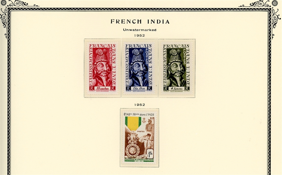 French India Mint Collection to 1952 on Scott Specialty Pages (Est $180-250)