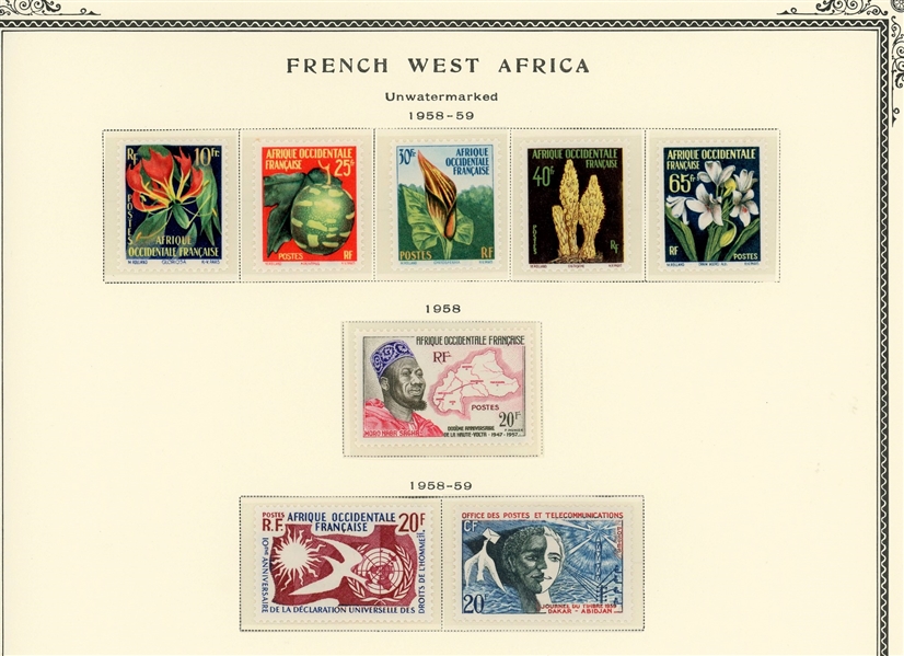 French West Africa Mint Collection to 1959 on Scott Specialty Pages (Est $90-120)