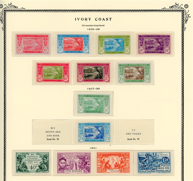 Ivory Coast Mint Collection to 1942 on Scott Specialty Pages (Est $80-120)