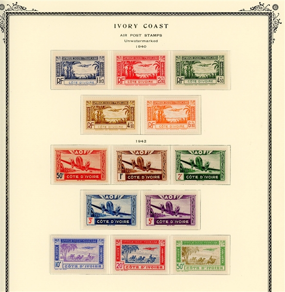 Ivory Coast Mint Collection to 1942 on Scott Specialty Pages (Est $80-120)