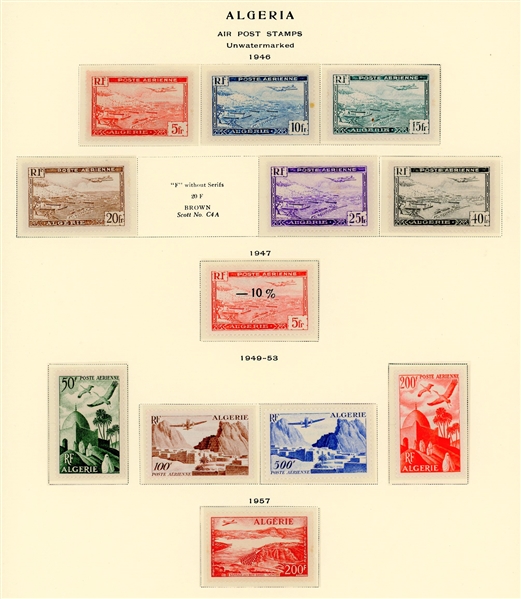 Algeria Mint Collection to 1958 on Scott Specialty Pages (Est $200-250)