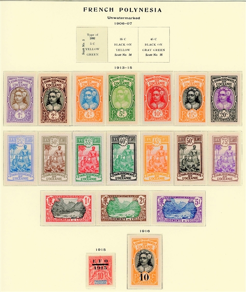 French Polynesia Mint Collection to 1958 on Scott Specialty Pages (Est $300-400)