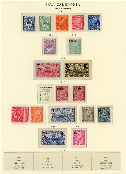 New Caledonia Mint Collection to 1956 on Scott Specialty Pages (Est $150-200)