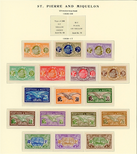 St Pierre et Miquelon Mint Collection to 1958 on Scott Specialty Pages (Est $350-450)