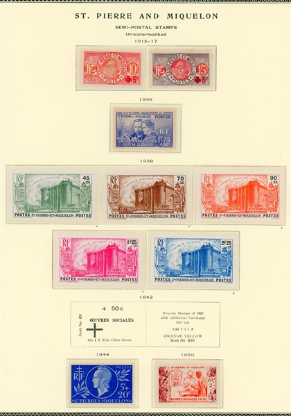 St Pierre et Miquelon Mint Collection to 1958 on Scott Specialty Pages (Est $350-450)