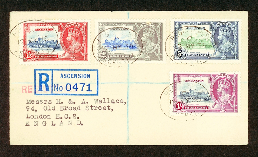 Ascension Silver Jubilee Complete Set on 1936 Registered Cover (Est $50-75)