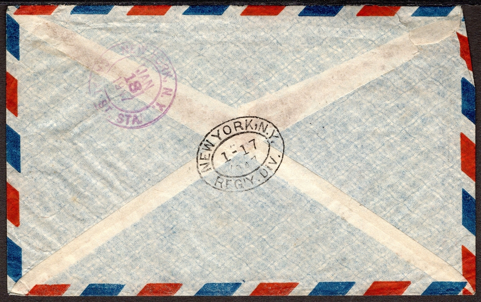 China Registered Airmail Express Cover, 1947, Shanghai to New York