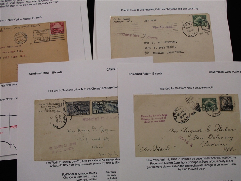 Early USA Airmail 1920's Exhibit in Progress (Est $300-400)