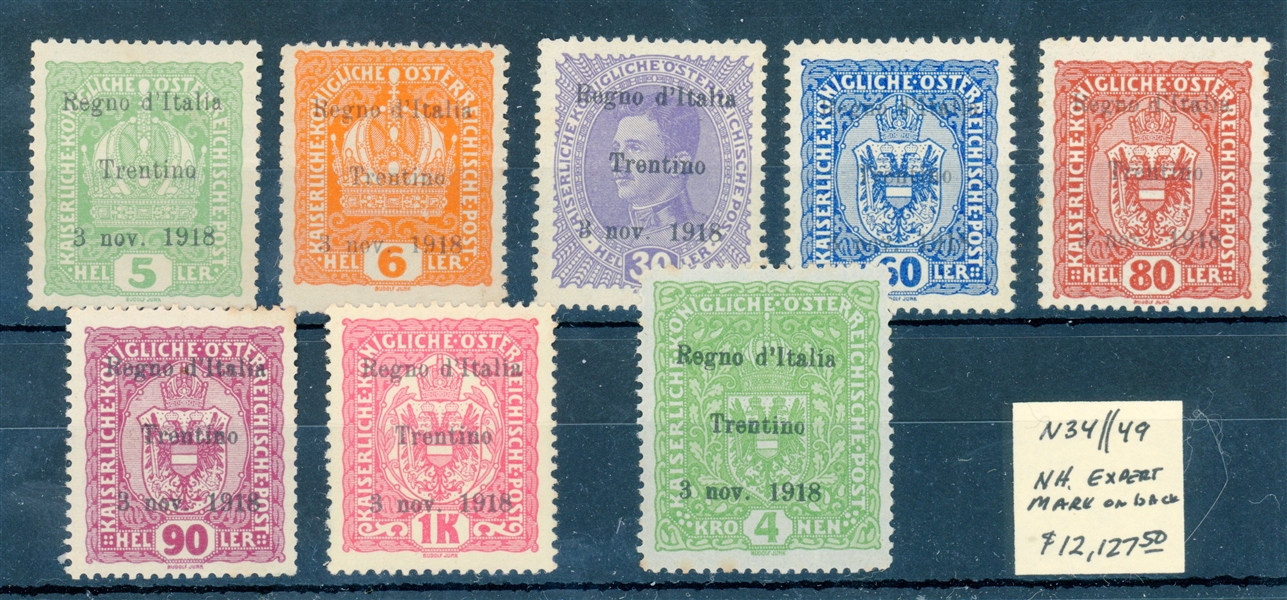 Austria - Italian Occupation MNH Group Scott N34//N49 (SCV $12,127)
