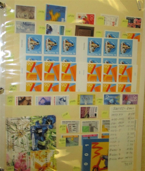 Switzerland MNH Accumulation 1990-2002 on Stockpages (Est $200-250)