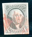 USA Scott 2 Used XF, Graded "90" with 2020 Cowe Certificate (SCV $1500)