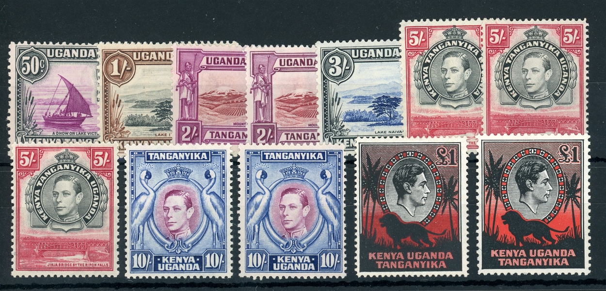 Kenya, Uganda, & Tanganyika Scott 79//85b Unused, Geo VI Perf Varieties (SCV $631.50)