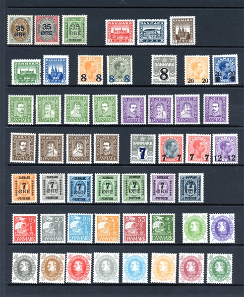 Denmark Pre-1940 Unused Lot, All Different Sets (SCV $594)