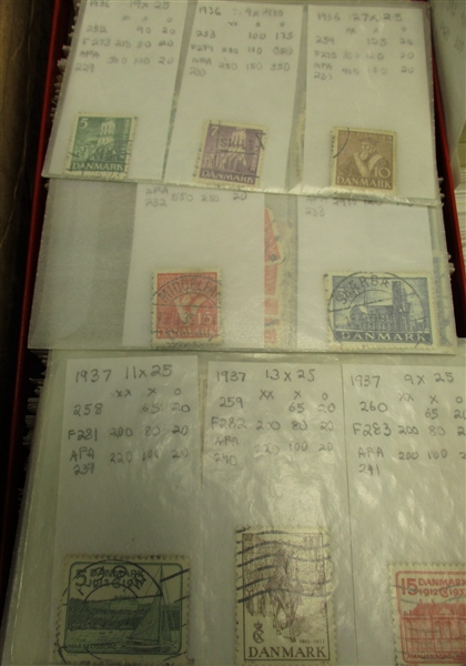 Denmark Massive Hoard of Used Identified Stamps (Est $400-600)