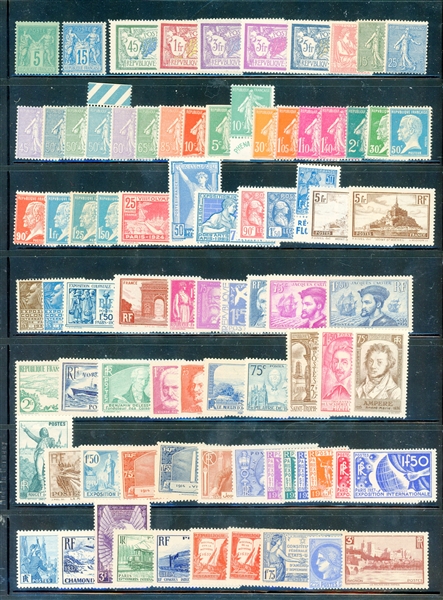 France All Different Mint, All Pre-1940 (SCV $2175)