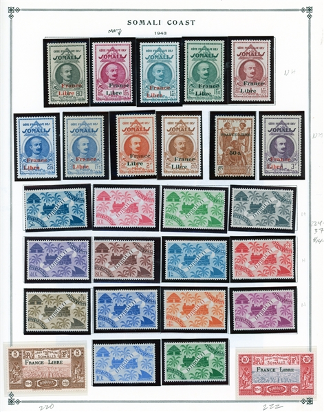 Somali Coast Mint Collection (1938-1958) on Pages (Est $100-150)