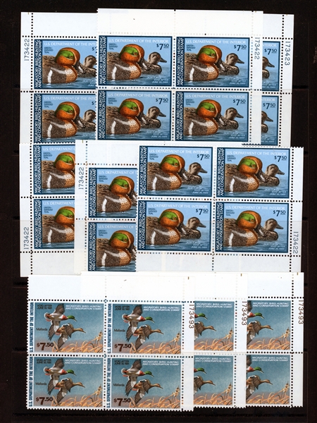 Duck Stamp Plate Blocks, 1975//1997, MNH (Face $1100)