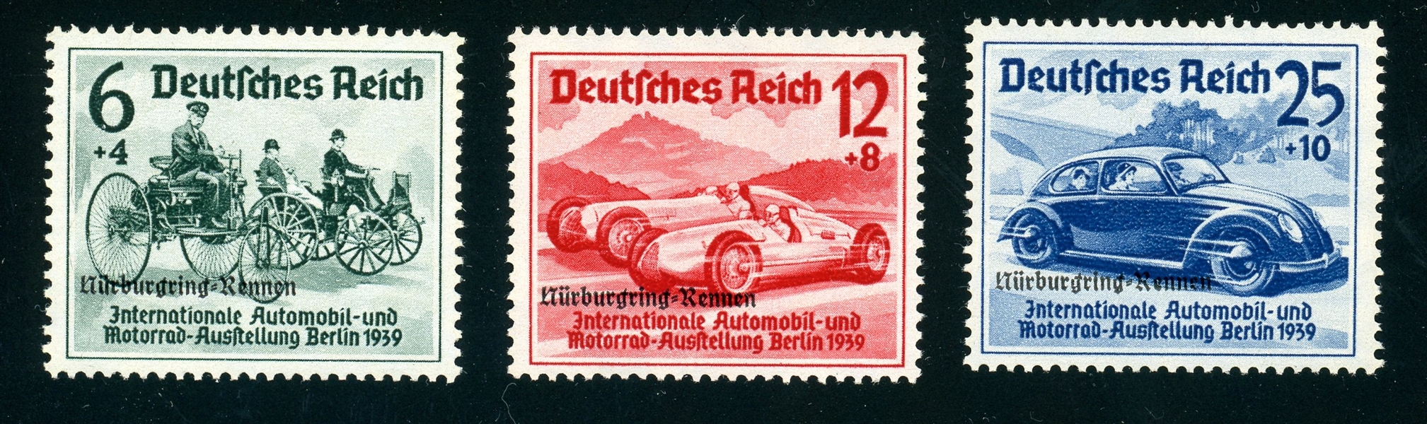 Germany Scott B141-B143 MNH Complete Set, F-VF, 1939 Autos (SCV $210)