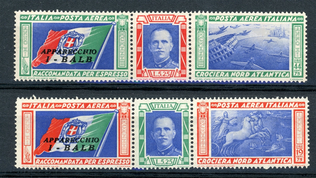 Italy Scott C48-C49 MH Complete Set, 1933 Triptychs (SCV $285)