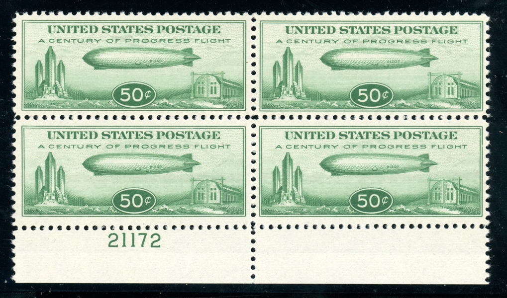 USA Scott C18 MH F-VF Block of 4 with Plate # (SCV $200)
