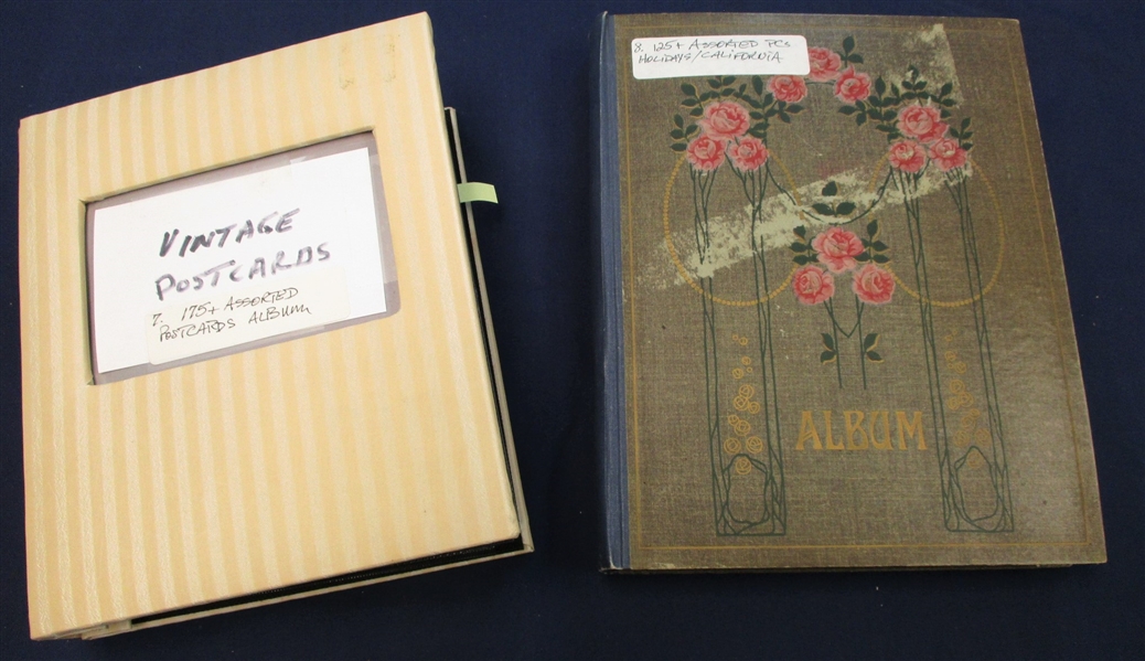 Two Older Postcard Albums, 300 Different Cards Early to 1960s (Est $175-300