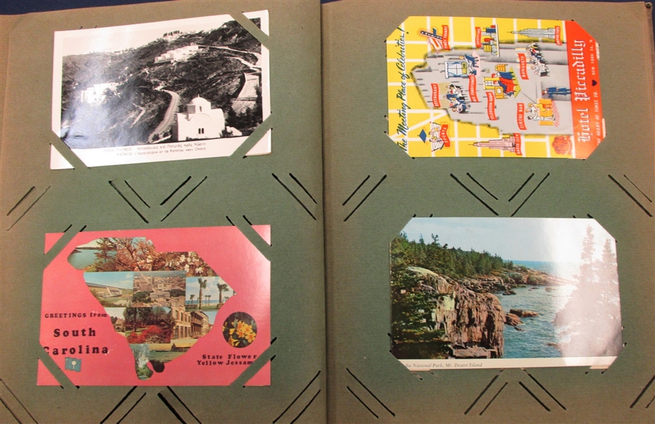 Two Older Postcard Albums, 300 Different Cards Early to 1960s (Est $175-300