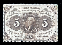 USA Scott PC1, 5c Jefferson Postage Currency, Fine, Fault (SCV $190)