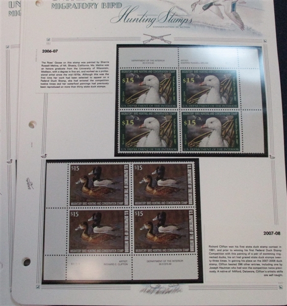 USA Duck Stamp Plate Block Collection Complete 1972-2019 (Face $2600)