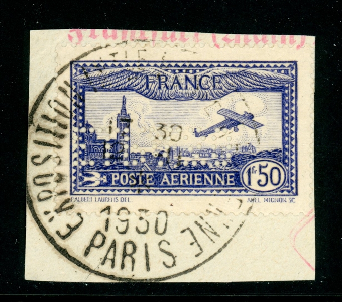 France Scott C6b Used on Piece with 1930 Expo Cancel (SCV $350)