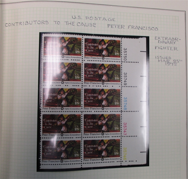 USA Plate Block and More Collection in 2 Scott Albums, 1961-1977 (Face $350)