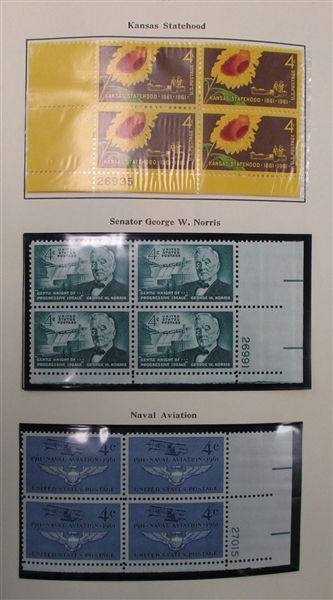 USA Plate Block and More Collection in 2 Scott Albums, 1961-1977 (Face $350)