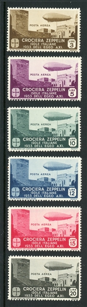 Italy Aegean Islands C20-C25 MH Complete Set - 1933 Zeppelin (SCV $510)