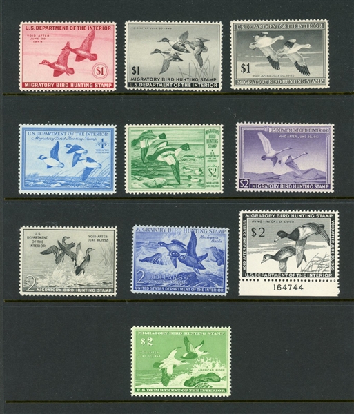 USA Ducks, 10 Different Mint, RW10//RW24 (SCV $745)