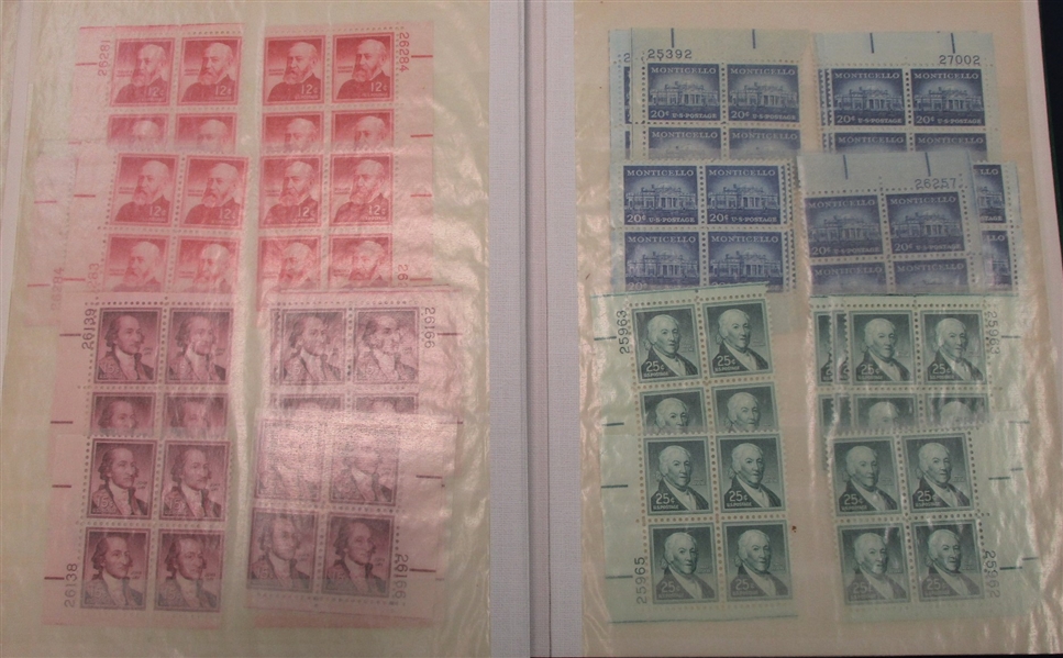 USA Liberty Issue Mint Plate Block Accumulation in a Small Stockbook (Est $500-700)