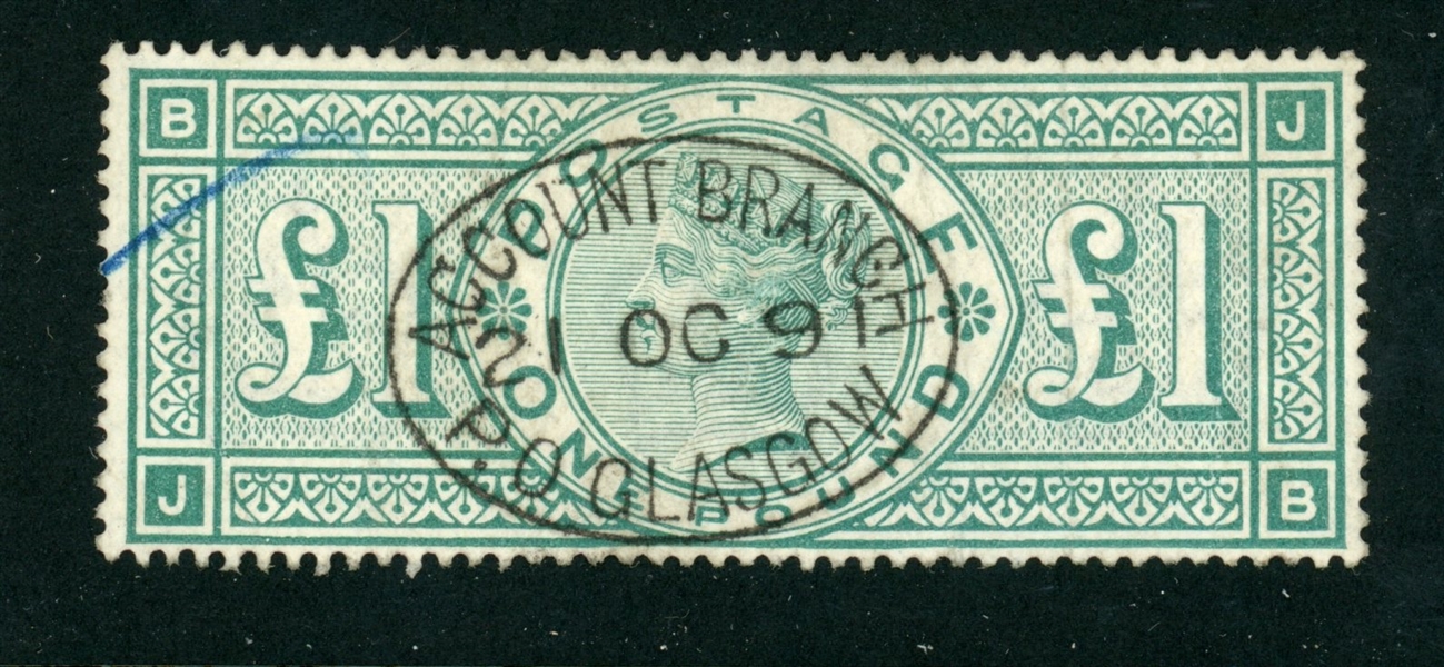 Great Britain Scott 124 Used F-VF, 1891 £1 Issue (SCV $800)