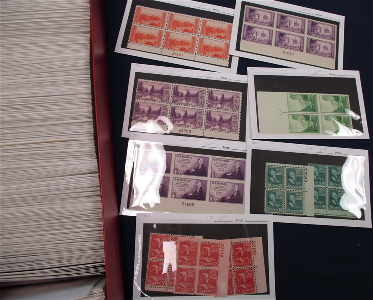 USA Plate Block Accumulation on Dealer Cards to 29c with Many Better (Est $400-500)