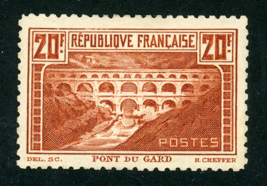 France Scott 254 MH VF, 1930 Pont du Gard, Die II, Perf 11 (SCV $1000)