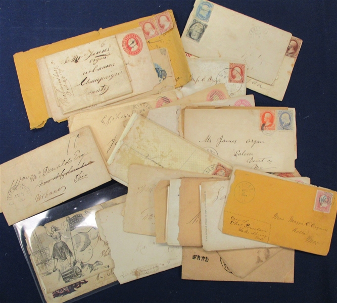 Group of 32 19th Century Covers, Mixed Condition (Est $100-200)
