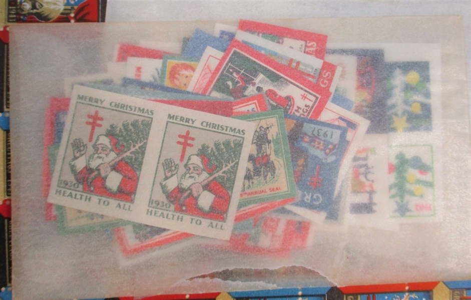 Large Group of Christmas Seals with Oddball Items (Est $100-200)
